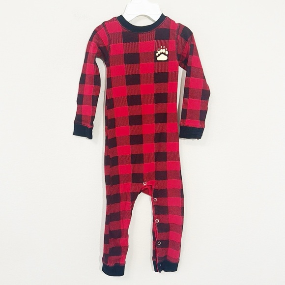 Lazy one Infant Bear Cheek Flapjacks Red Plaid PJ’s Size 18 Months Cotton EUC - Picture 2 of 6